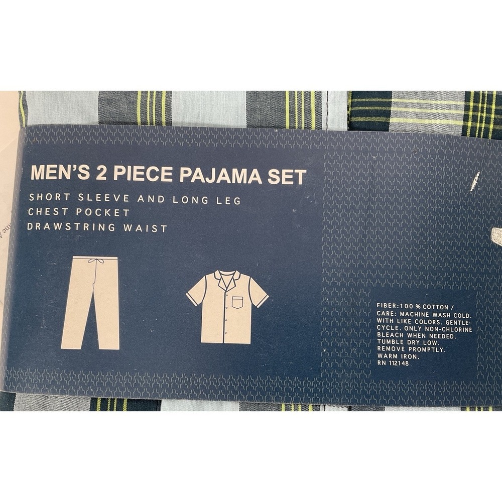 NWT Men's Monte Carlo Polo & Jockey Club 2 Piece Short Sleeve Plaid Pajamas 3XL - Picture 4 of 4